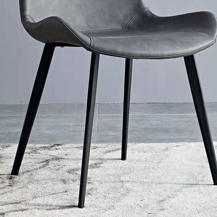 Faux Leather and Metal Side Chair Set Upholstered Side Dining Chairs