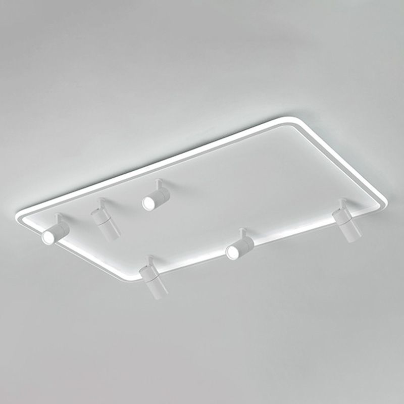Projecteur de plafond affleurant pour salon, cadre en aluminium blanc, luminaire sur rail LED
