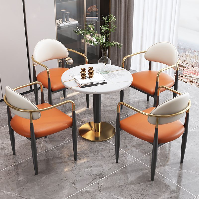 Modern Style Dining Chair Leather Open Back Arm Chair for Dining Room