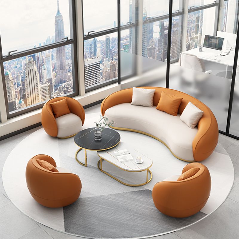 Contemporary Solid Color Sloped Arm Curved Sofa for Living Room