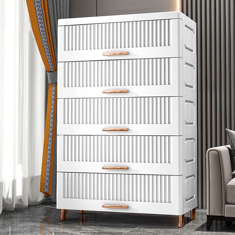 Ultra Modern Plastic Vertical Kids Nightstand with Drawers for Bedroom