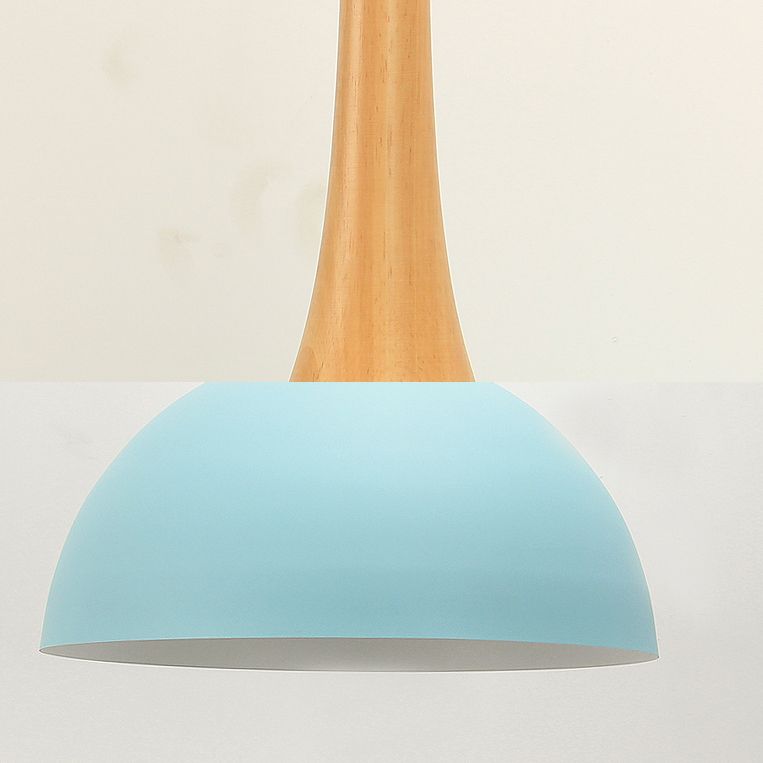 Bowl Shade Living Room Hanging Lamp Aluminum Single Bulb Macaron Dark Blue/Light Blue/Pink Pendant Lighting