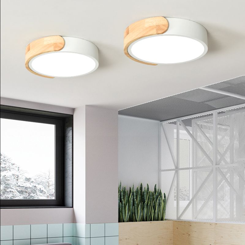 Round Shape LED Ceiling Lamp Macaroon Modern Simple Style Iron 1 Light Flush Mount for Corridor