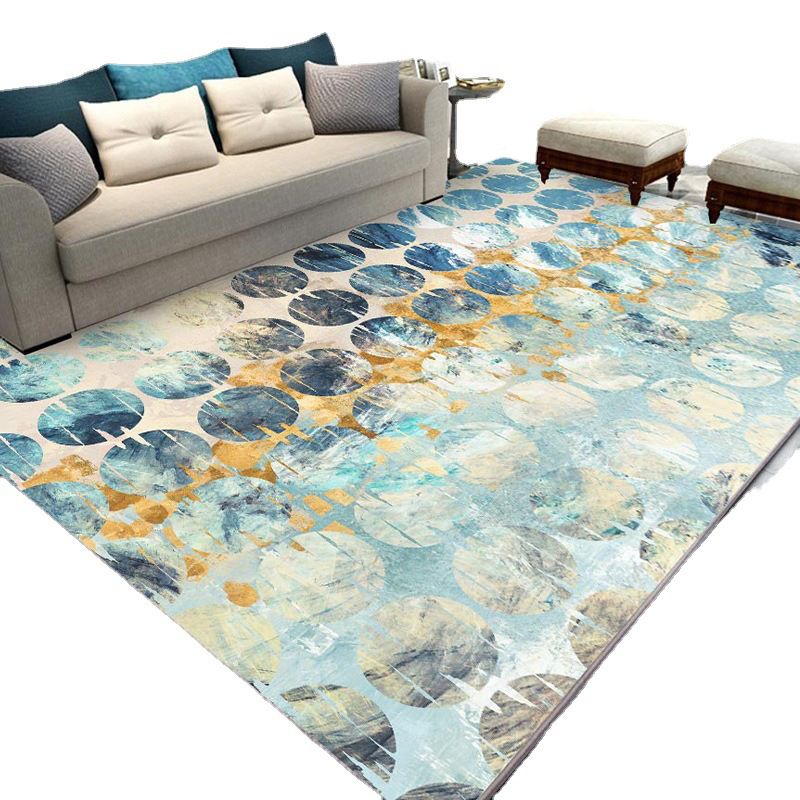 Modern Flowing Swirls Print Rug Polyester Indoor Carpet Stain Resistant Carpet for Home Decoration