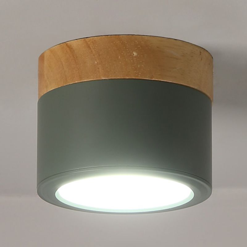 Cylinder LED Flush Wood & Acrylic Contemporary Ceiling Flush