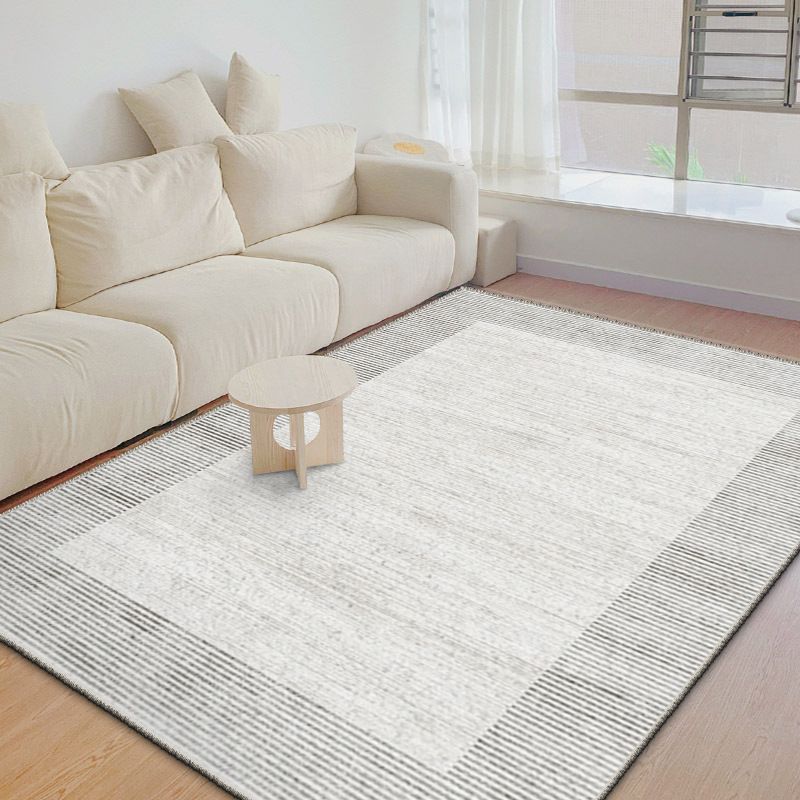 Beige Casual Rug Polyester Line Area Rug Stain Resistant Rug for Living Room