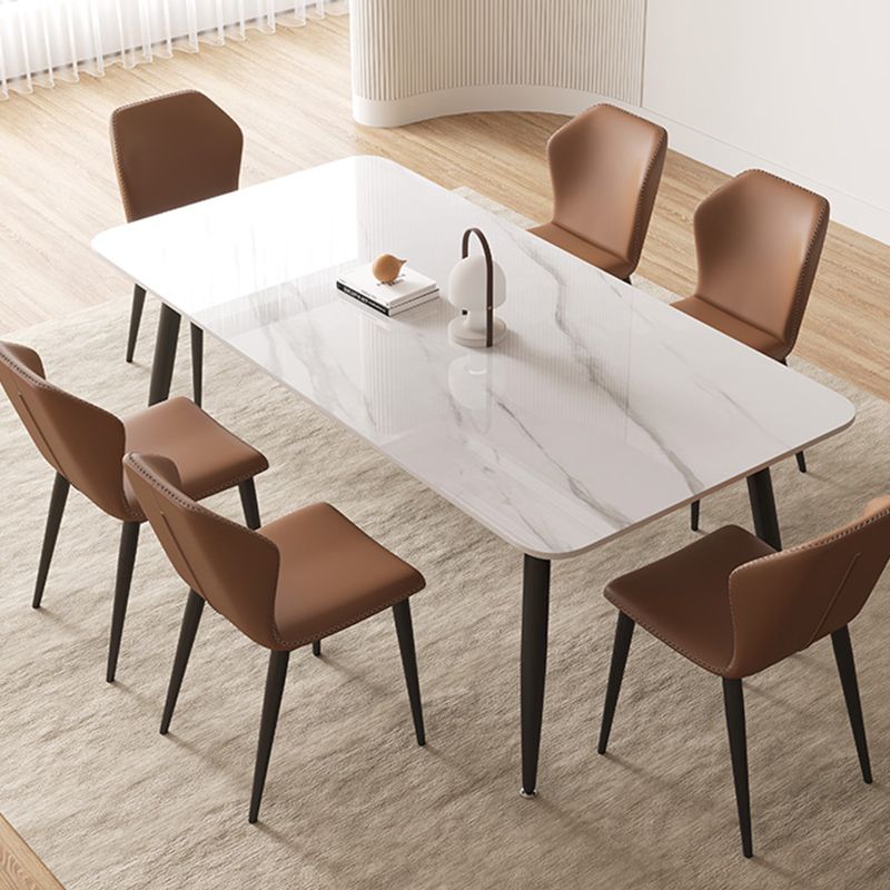 Modern 4 Legs Dining Table Sintered Stone Rectangle Table for Home