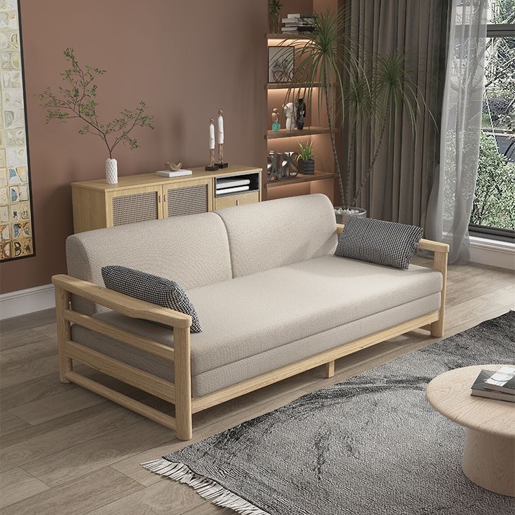 Scandinavian Wood Futon Sleeper Sofa Pillow Back Futon and Mattress