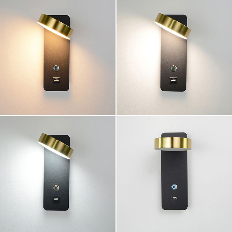 Rotatable Touch Dimming Wall Lamp Nordic Bedside LED Reading Wall Light with USB Port