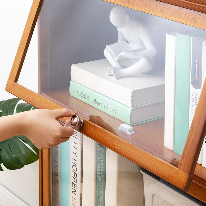 Standard Book Shelf with Doors Brown Bookshelf for Study Room
