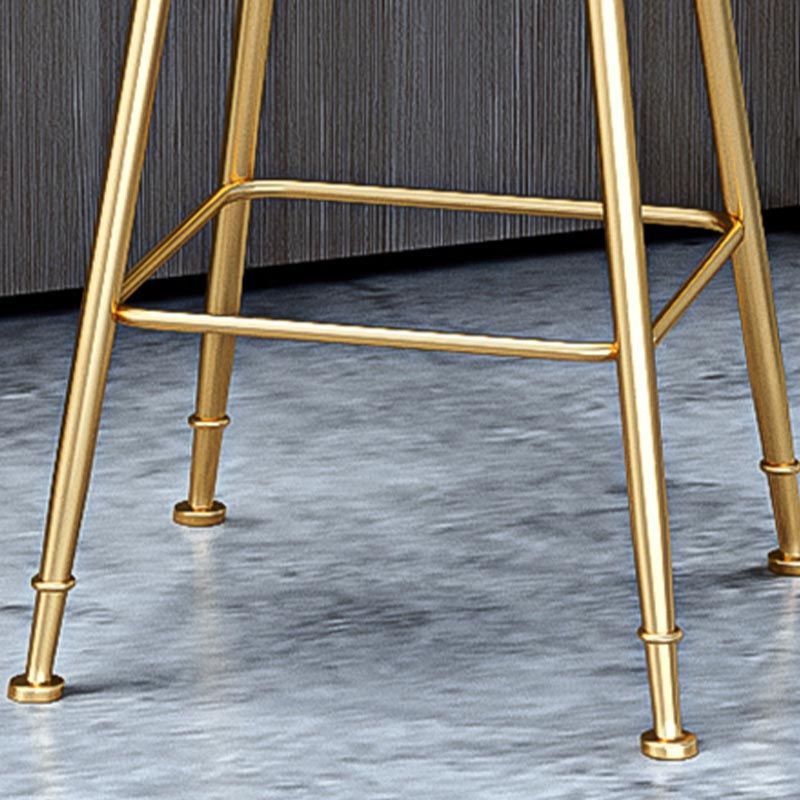Glam Metal Barstool Velvet Gold Furniture in Matte Finish for Indoor