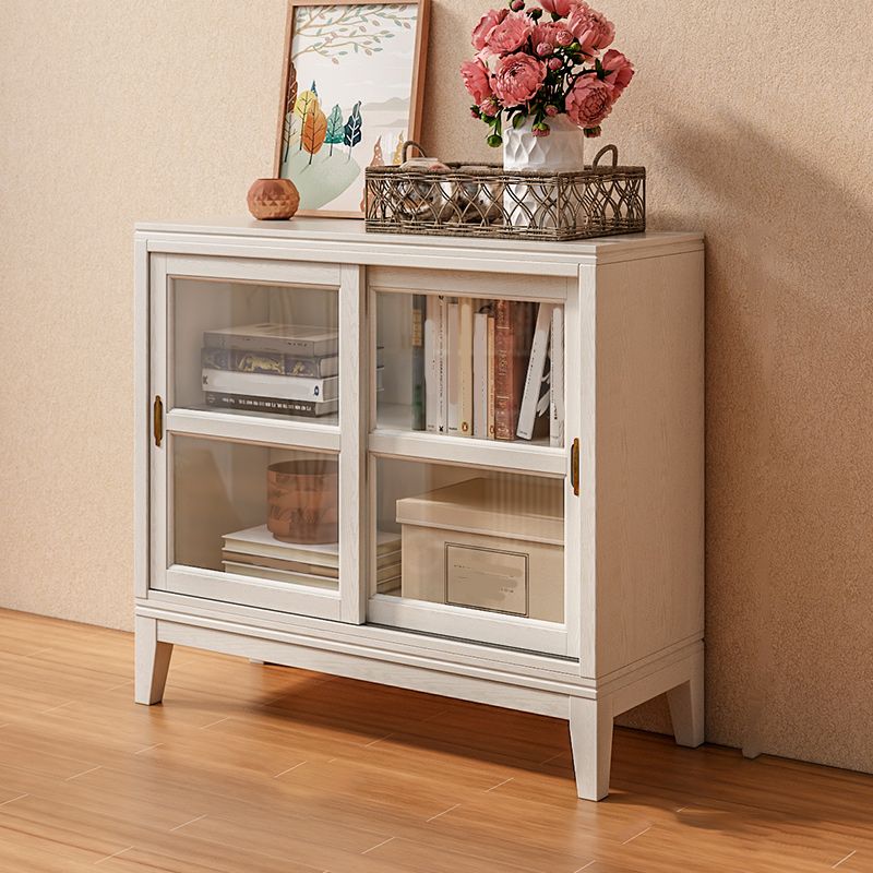 Contemporary Horizontal Standard Bookcase Closed Back Bookshelf with Door