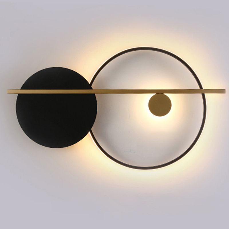 Circular Wall Sconce Nordic Minimalist Style Iron 2 Lights Sconces