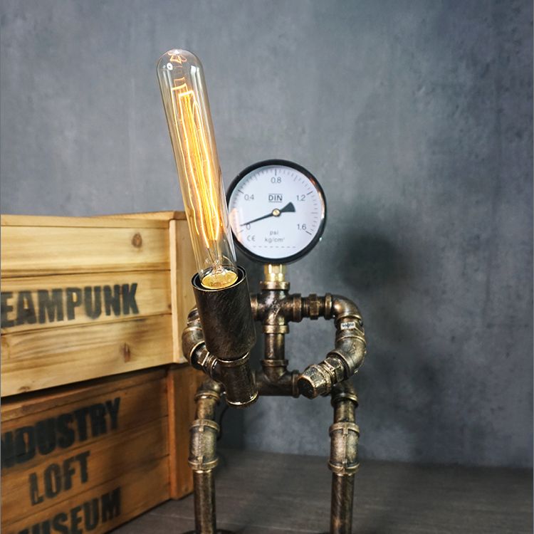 Metal Robot Night Lamp Industrial Steampunk Style 1-Light Bedroom Table Light
