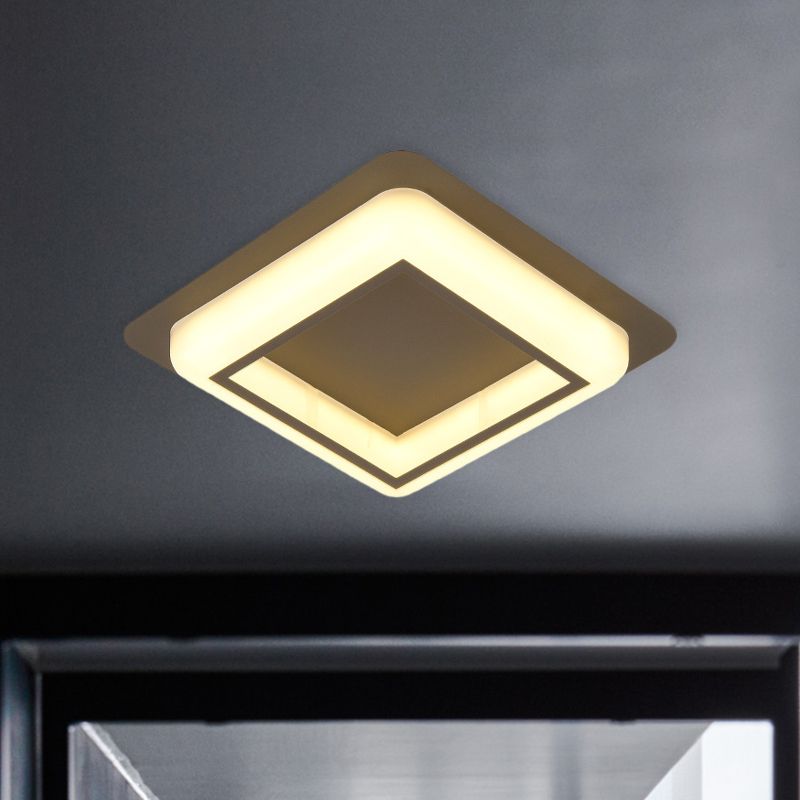 Square Ceiling Flush Mount Contemporary Acrylic Bedroom LED Flush Light Fixture in White/Black/Grey