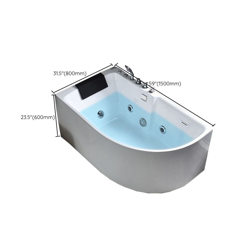 Modern Corner Acrylic Bathtub Back to Wall Bathtub with Drain and Massage Device