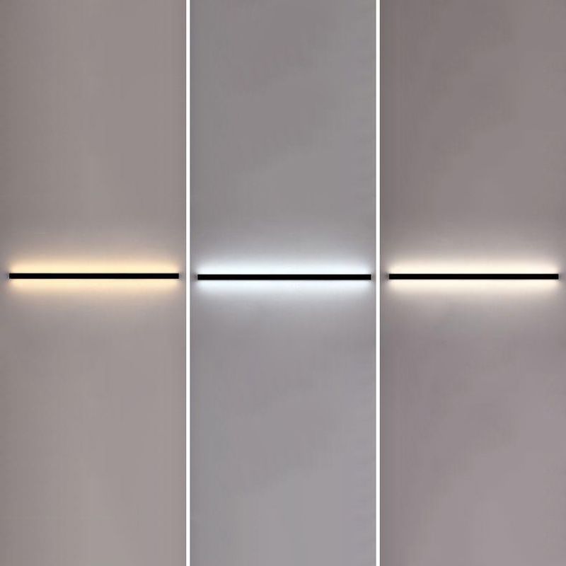 Simplicity Linear Sconce Light Metal 1 Light Wall Lamp in Black
