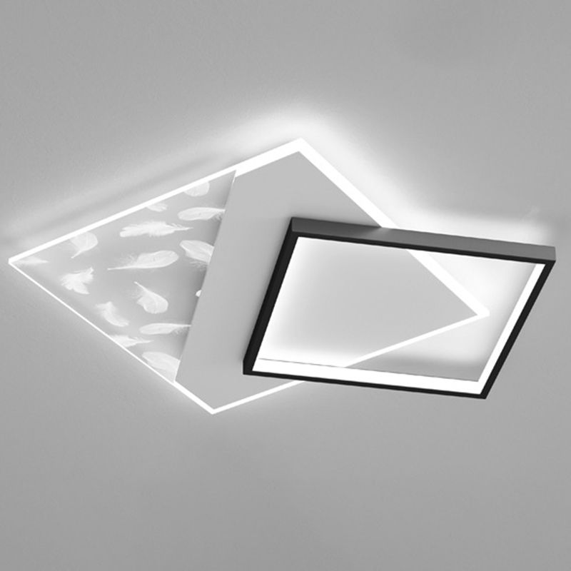 Plumage acrylique encastré moderne noir et blanc LED salon plafonnier fixations