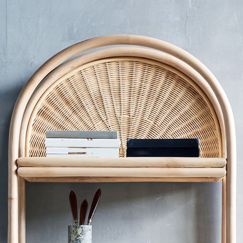 Modern Vertical Bamboo Bookshelf Closed Back Natural Shelf Bookcase for Bedroom