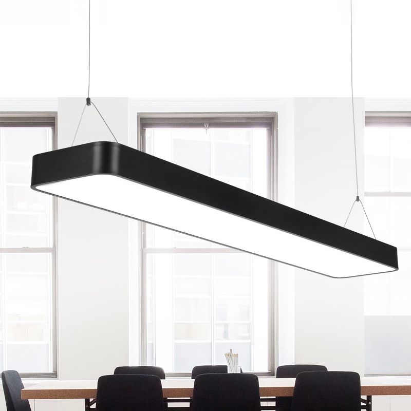 Contemporary Simple Style Hanging Lamp Rectangle Shaped LED Pendant Lights for Office