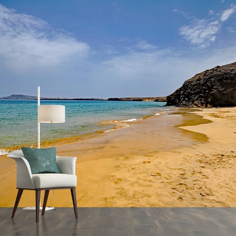 Beach View Mural Wallpaper for Sitting Room Water Resistant, Personalized Size Available