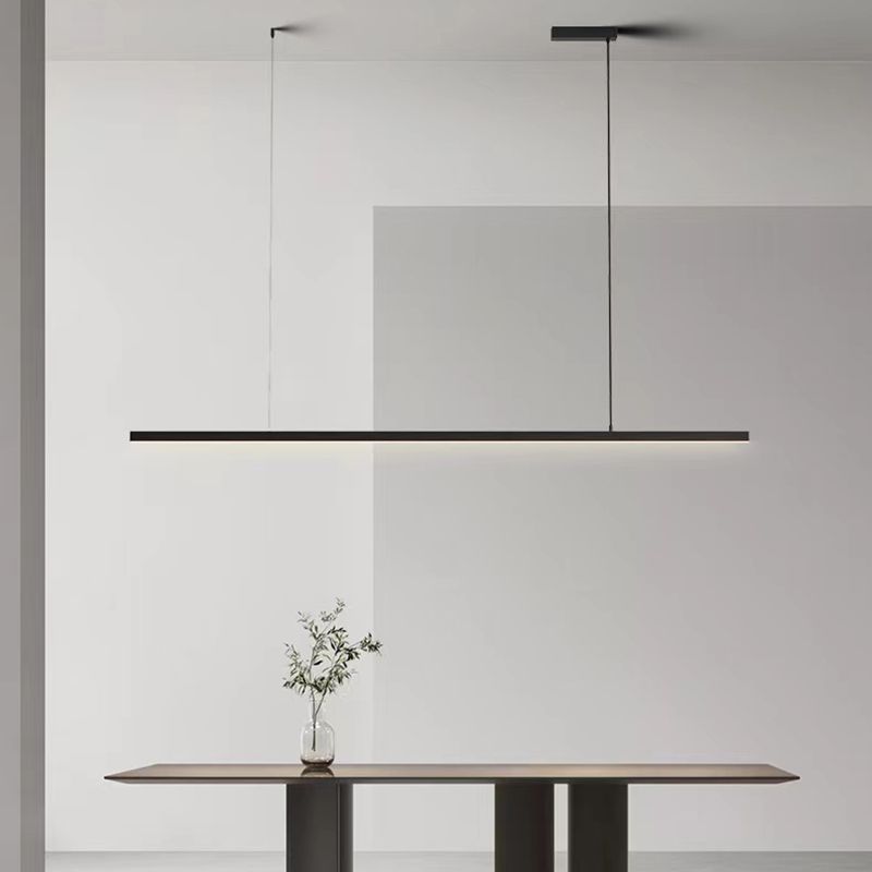 Minimalism Hanging Light Black Linear Island Light Fixture for Dining Room