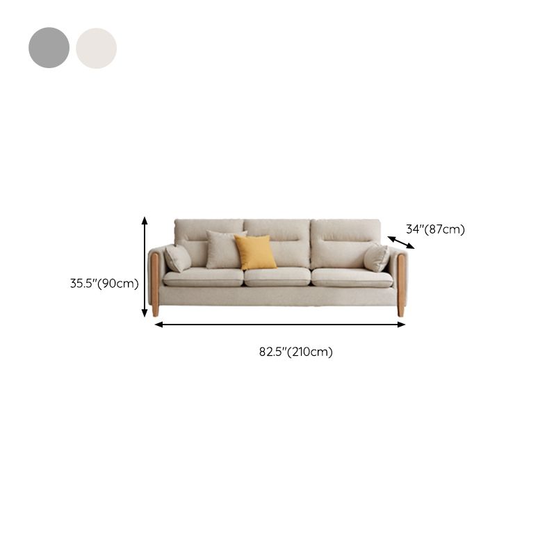 Solid Wood Square Arm Contemporary Fabric Sofa for Living Room