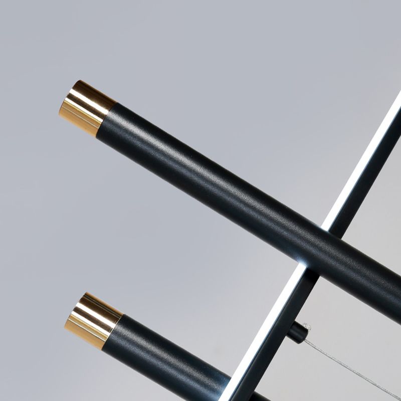 Black Geometric Island Lighting Simple Style Metal LED Pendant Light for Dining Room