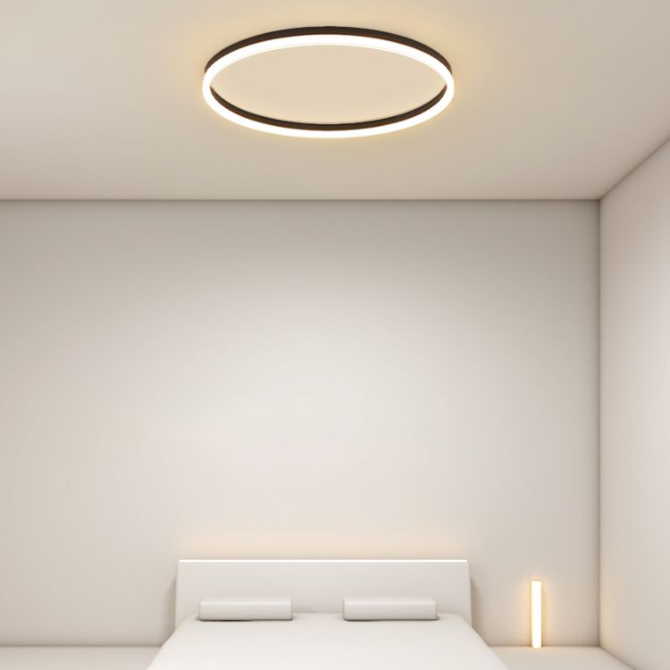 Aluminum LED Ceiling Light Round Black Modern Flush Mount Lamp for Living Room