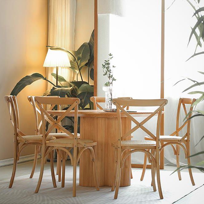 Minimalist Round Dining Table Set 1/2/3/4/5/7 Pieces Pine Dinette Set