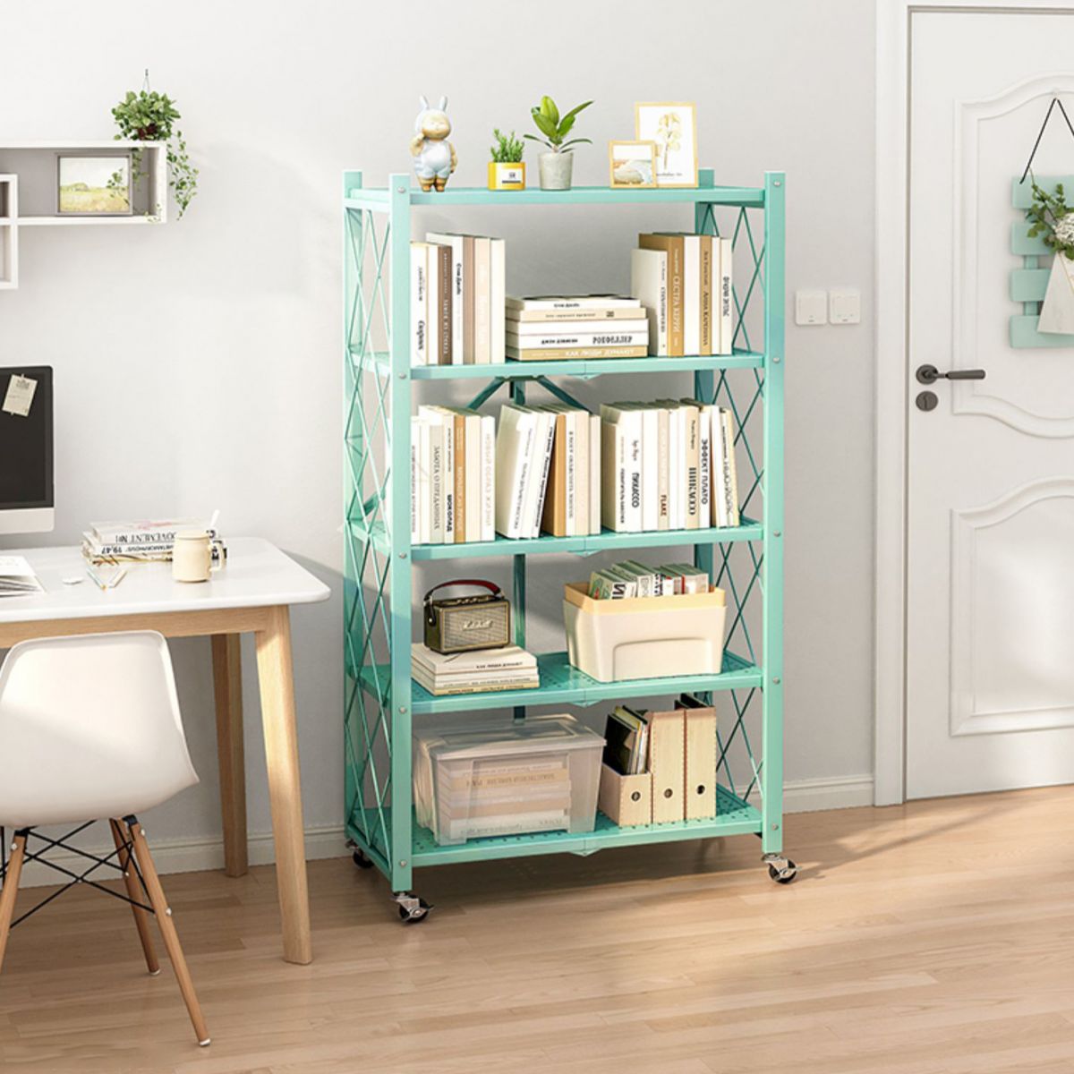 Modern Metal Bookcase, Geometric Open Back Bookshelf for Any Room