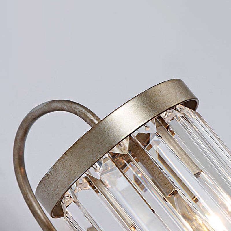 Prismatic Crystal Cylinder Wall Light Fixture Modern 1 Light Gold/Black Wall Mount Light
