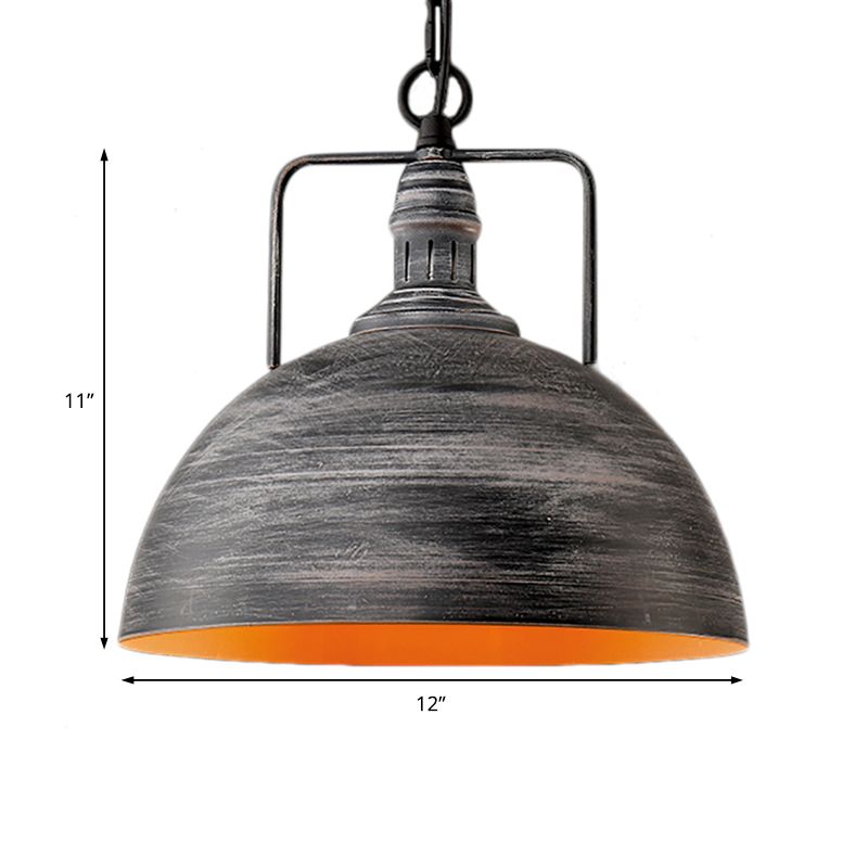 Gealtert silbergekoßene Anhängerlampe Industrial Metall 1 Leichtes Esstisch hängende Licht, 12 "/16" Breite