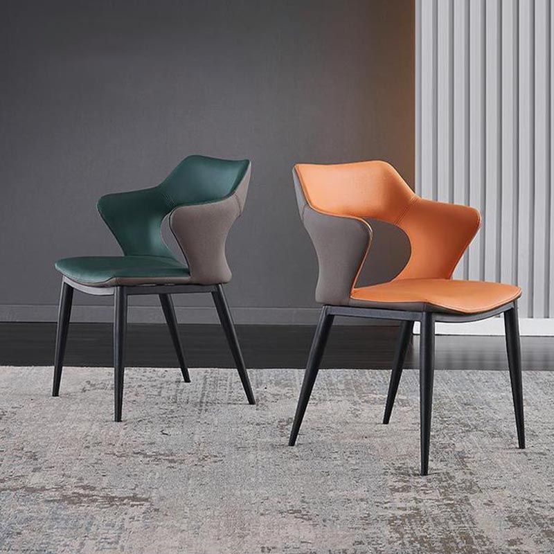 Metal Contemporary Dining Room Chair Metallic Finish Open Back Dining Side Chair