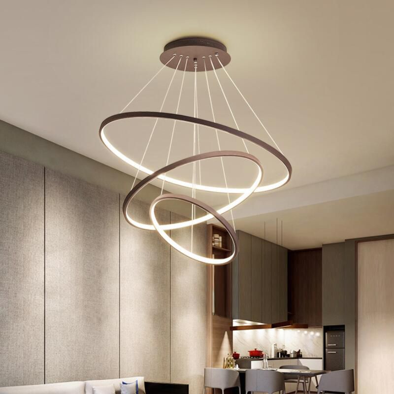 Modern Simplicity Orbicular Chandelier Lamp Aluminum Hanging Pendant Lights for Restaurant
