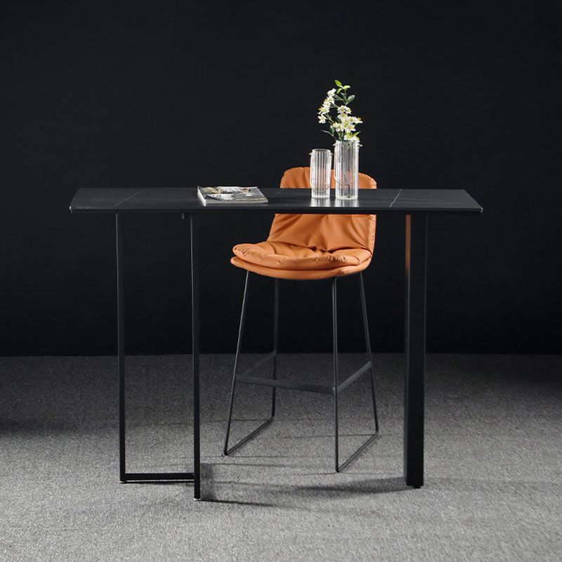 Industrial Rectangle Top Counter Table Marble Top 42-inch Height Table