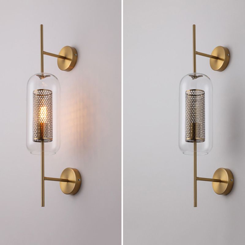 Industrial Style Armed Shape Wall Lamp Glass 1 Light Wall Sconce for Living Room