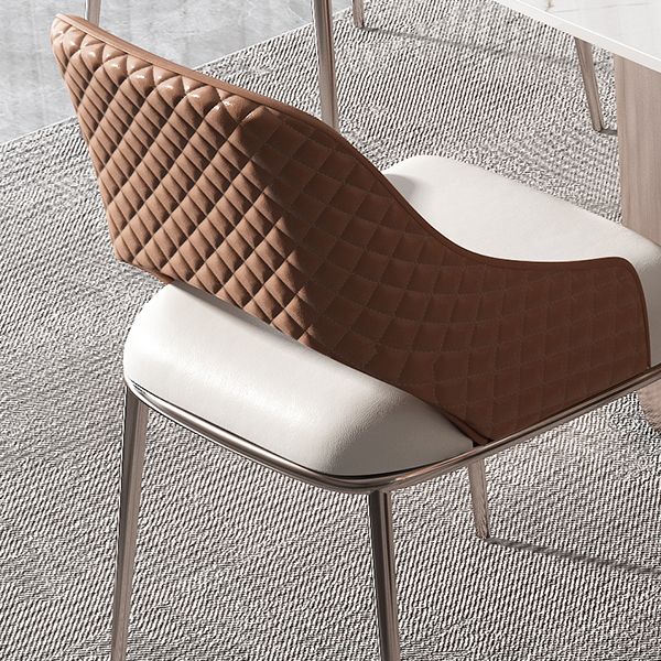 Glam Faux Leather Dining Chair Indoor Arm Chair with Upholstered