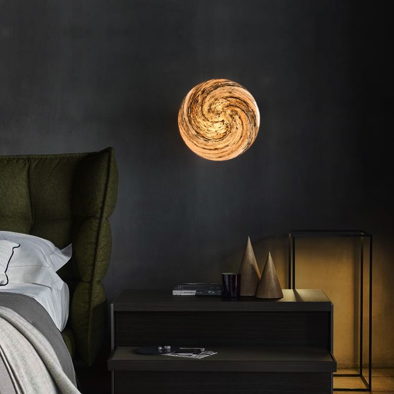 Contemporary Glass Wall Lighting 1-Light Circle Sconce Light for Bedroom
