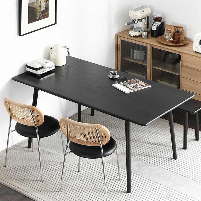 Rechthoek eigentijdse eetkamer tafel as massief houten tafel met 4 poten