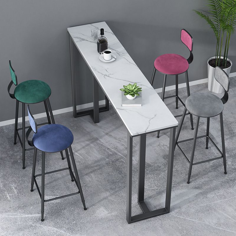 Industrial Bar Height Table Stone Top Bistro Table with Black Base