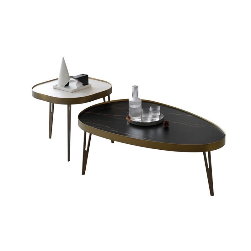 Glam Cocktail Table 3 Legs Faux Stone Oval/Square Coffee Table