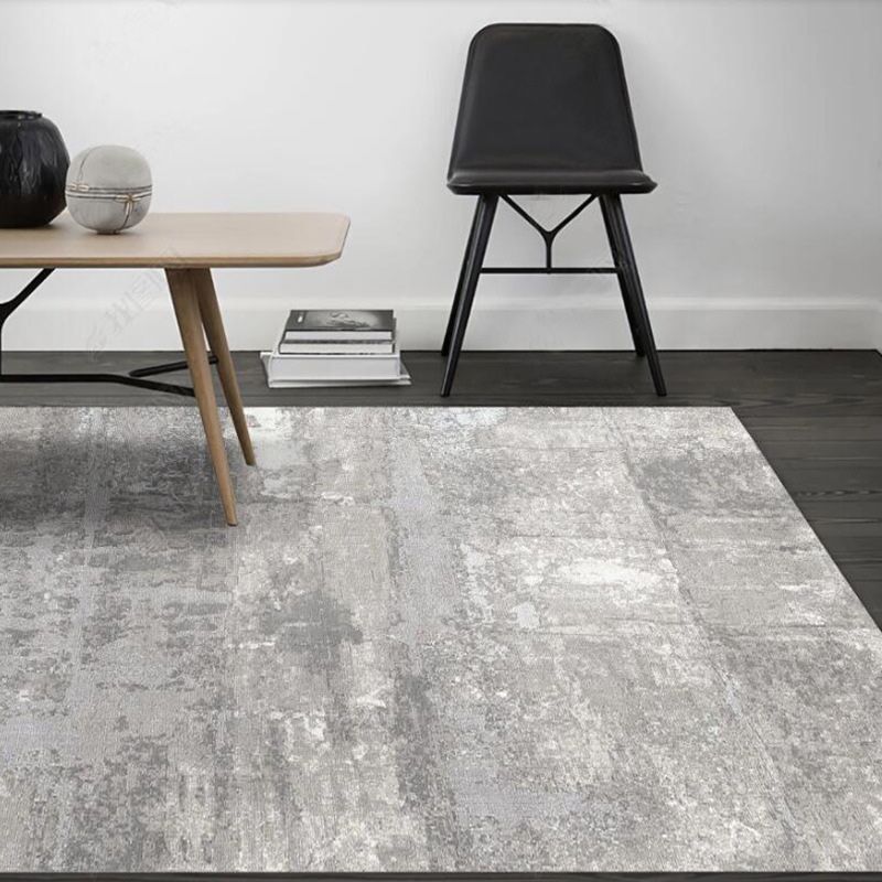 Unusual Abstract Rug Grey Modern Rug Polyester Washable Anti-Slip Backing Carpet for Living Room