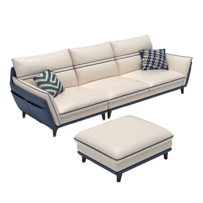 Leather Pillow Top Arm Sofa 37.4"High Cushion Back Sectional Sofa with Storage