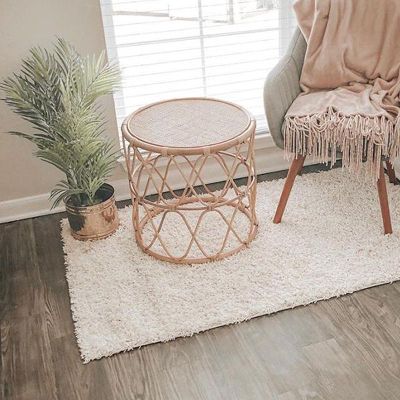 Scandinavian Round Cocktail Table with Wicker Base Natural/Black
