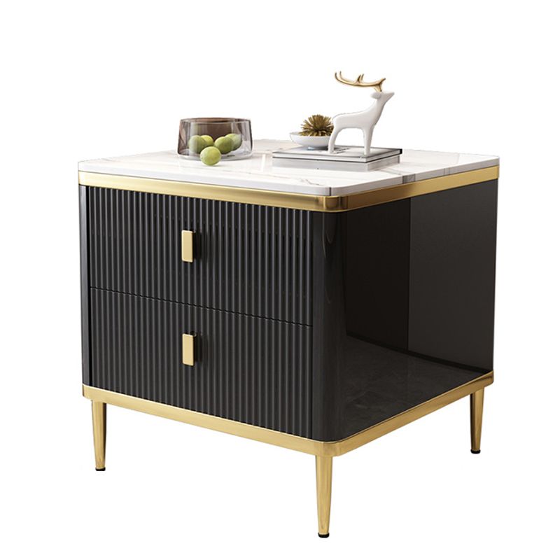 Gorgeous Wood Four-Leg Side Table with Two Drawers for Living Room