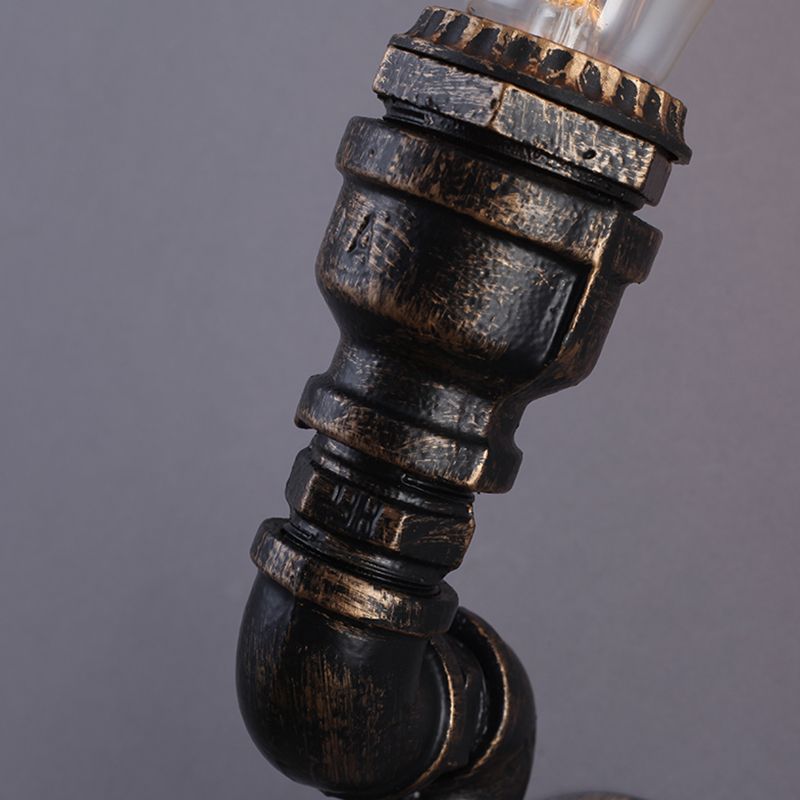 1 Head Wall Light Retro Plumbing Pipe Iron Wall Lighting Fixture in Bronze for Corridor