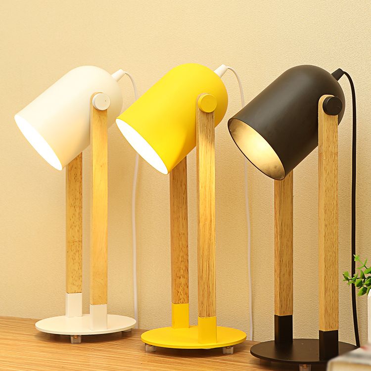 Einstellbare Kuppeltisch-Leuchte-Makkaron-Metall-1-Licht-Holzstudienlampe mit Stifthalter