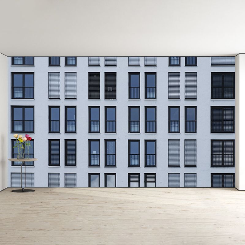 Contemporary City Architecture Mural Wallpaper for Study Room, Stain Resistant