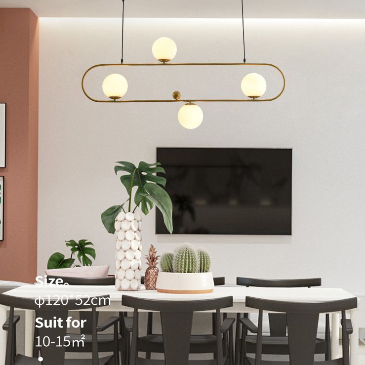 Modern Minimalism Ellipse Shape Island Pendant Lighting Globe Glass Island Ceiling Light for Living Room